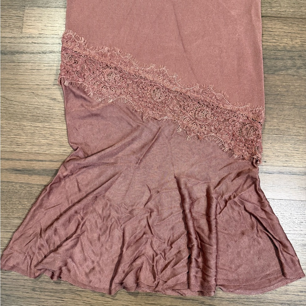 New Cushnie Sleeveless V Neck Knit Dress with Lace Detail-Size Medium-Rose Gold - Picture 9 of 16